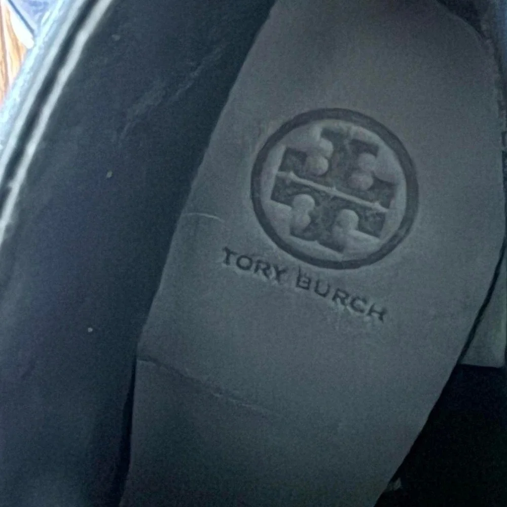 Tory Burch Navy Leather Heeled Ankle Boots Size 8M